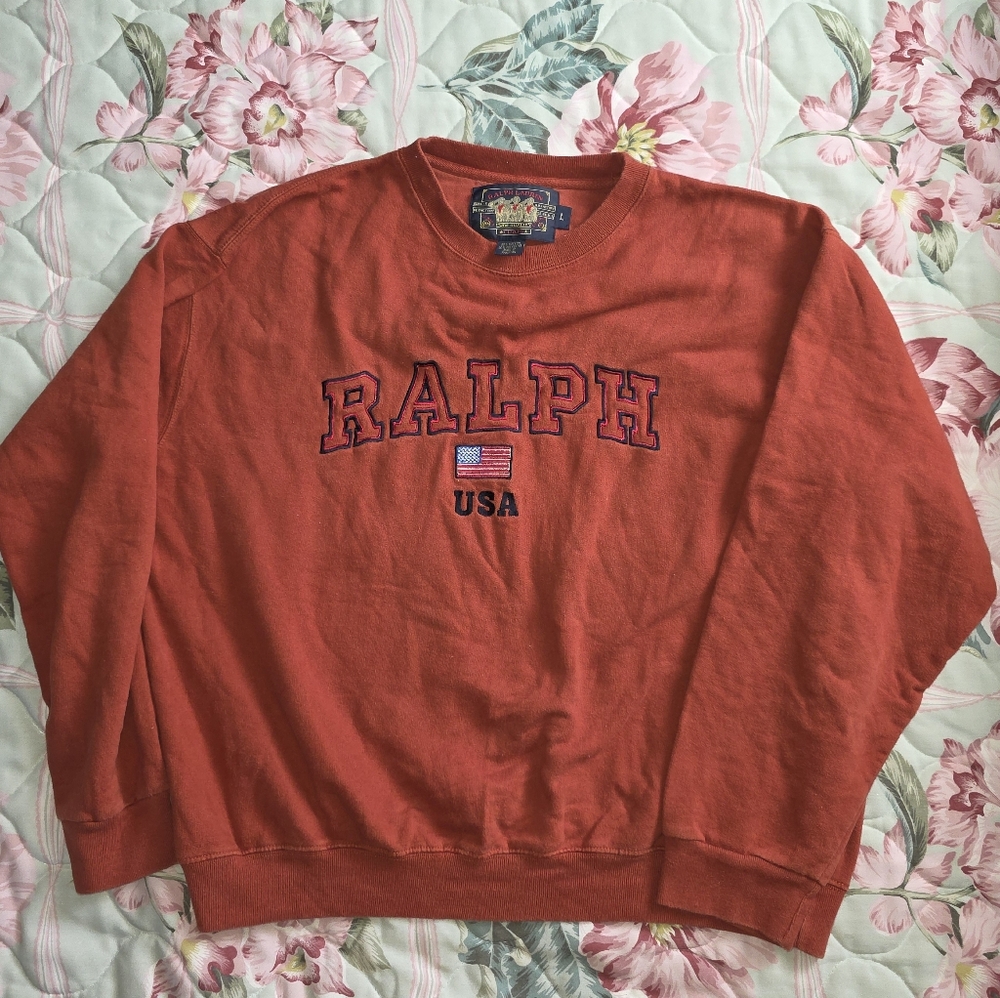 Vintage Ralph Lauren Chaps RALPH American Flag USA Sweatshirt